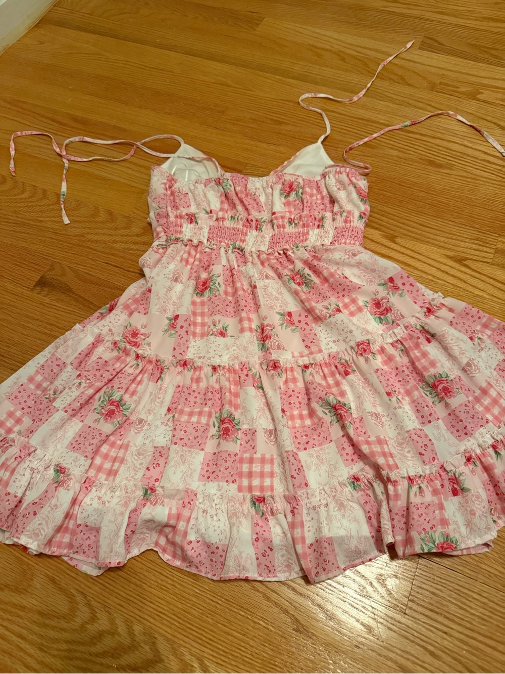 Altar'd State Pink Patchwork Floral Mini Dress